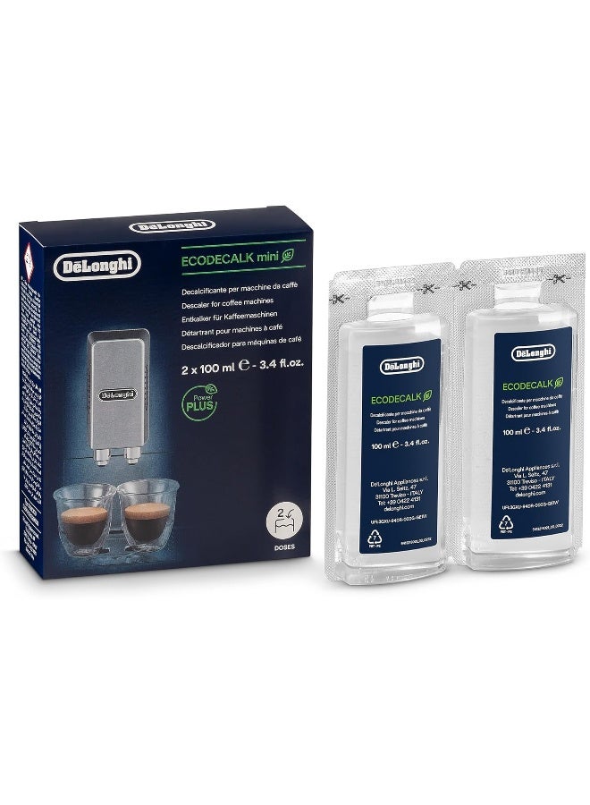 De'Longhi EcoDecalk Descaler, 2 x 100ml - Eco-Friendly Limescale Remover for Coffee Makers, Natural Lactic Acid, Extends Machine Life, Maintains Coffee Flavor, More Effective than Citric Acid DLSC200 - Image 1